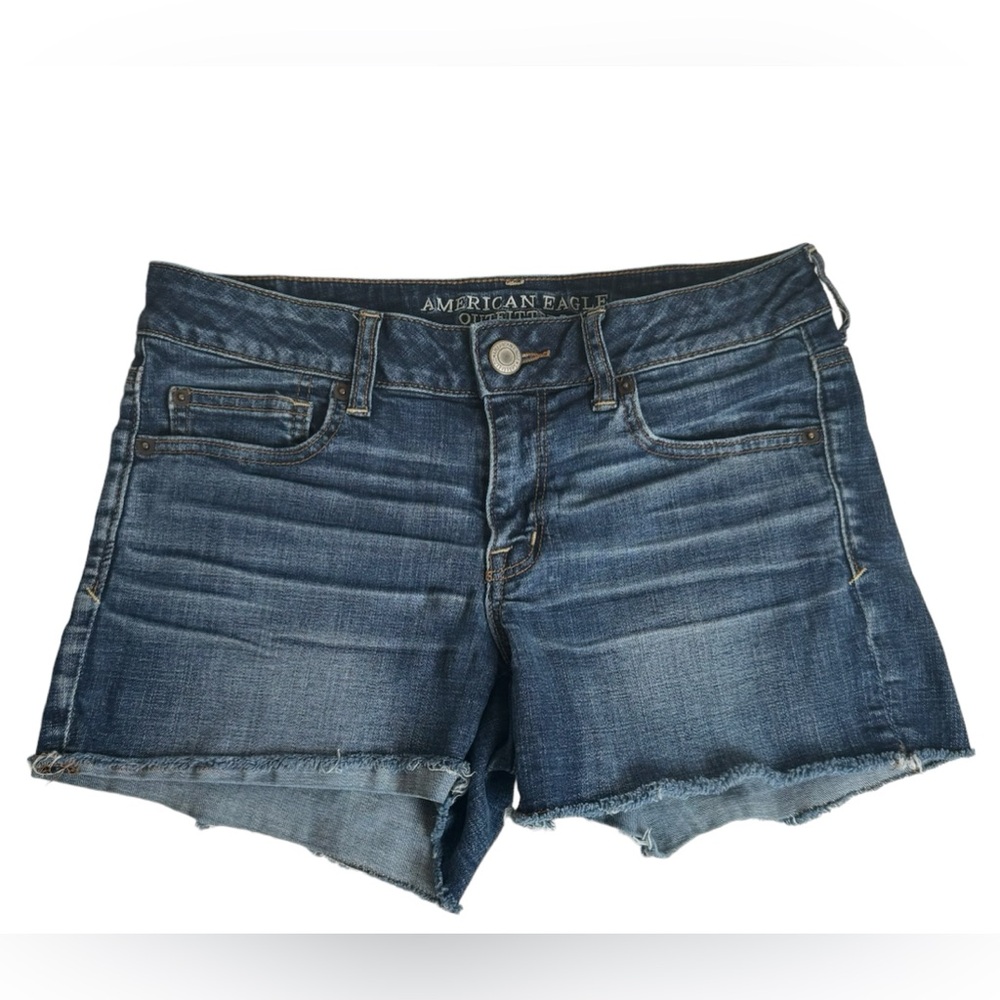 American Eagle Shortie Zip up Blue Jean Short Size 8